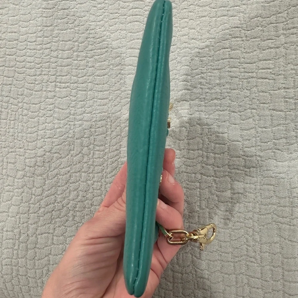 Tory Burch Teal Key & Card Holder with Gold Accents - Picture 7 of 9